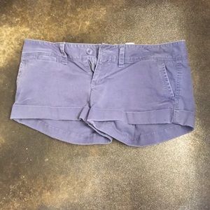 Purple denim shorts